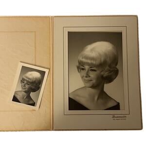 Vintage 1960s Glamour Portrait Photo Mid Century Woman Bouffant Hair - Lot of 2